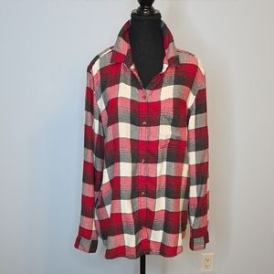 American Eagle Outfitters Red and Gray Plaid Shirt